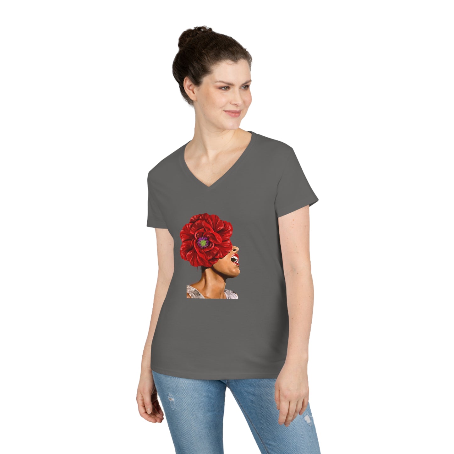Billie Holiday painted by Lola Buckwald V-Neck OG T-Shirt