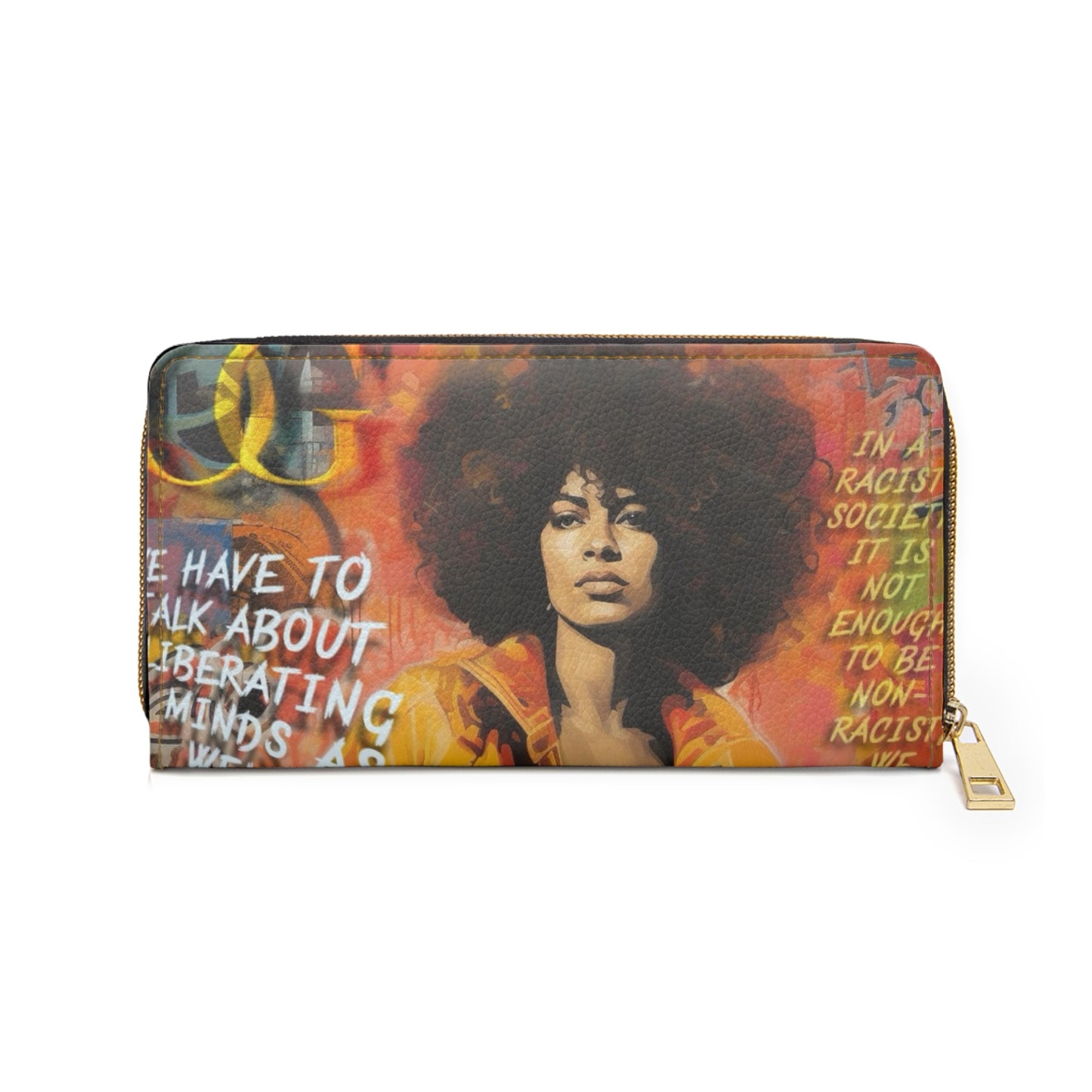 OG Leather Angela Davis inspired Zipper Wallet
