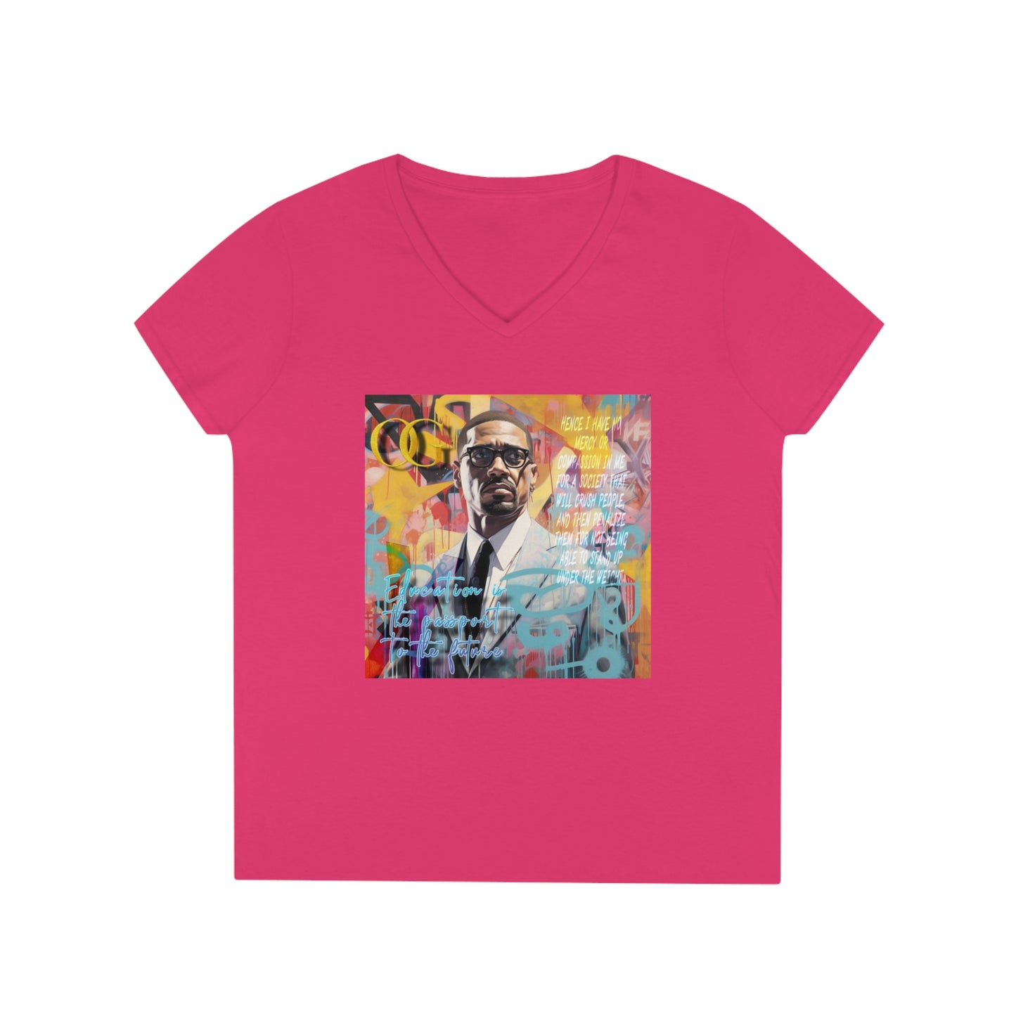 Malcolm X inspired graphic V-Neck OG T-Shirt