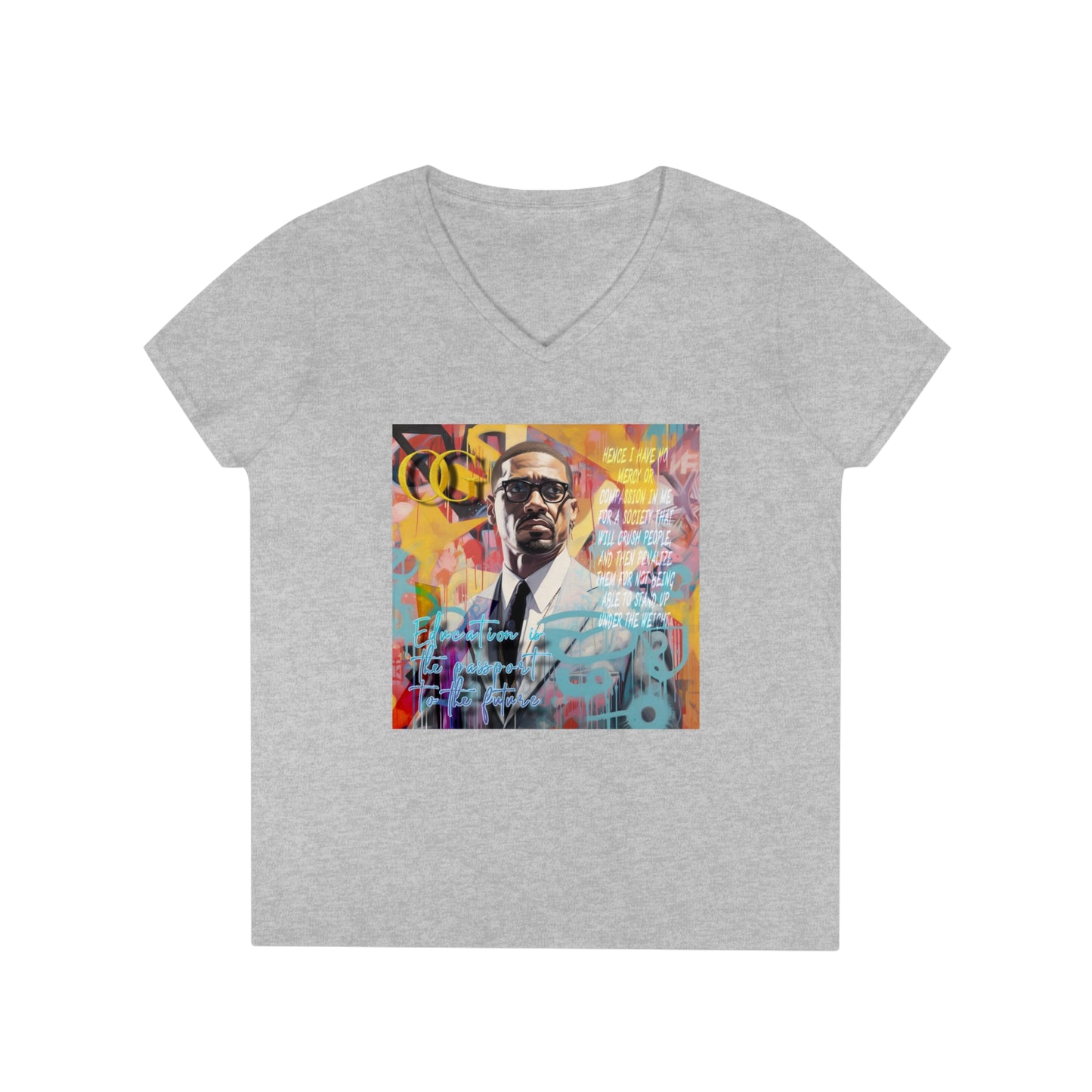Malcolm X inspired graphic V-Neck OG T-Shirt