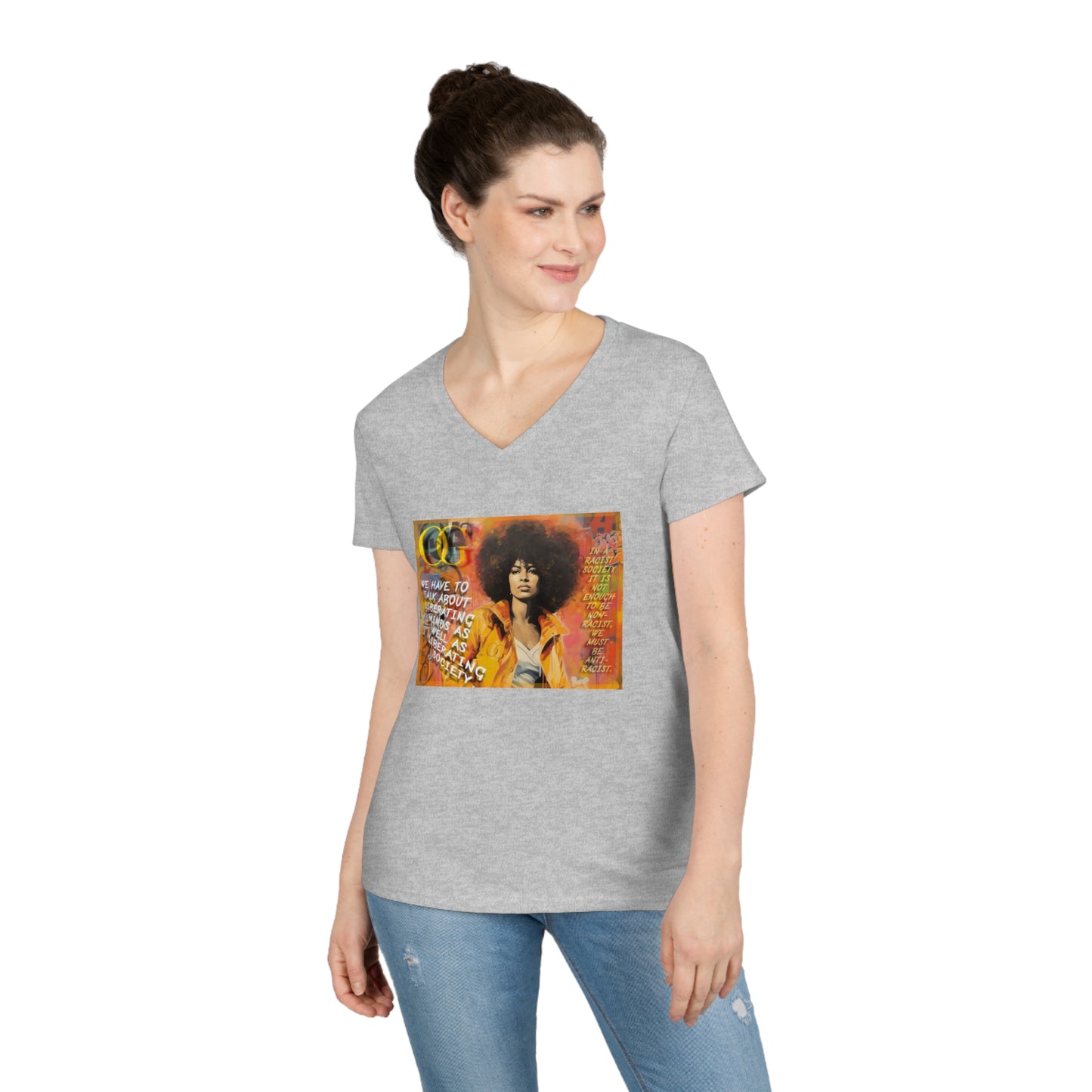 Angela Davis inspired graphic V-Neck OG T-Shirt