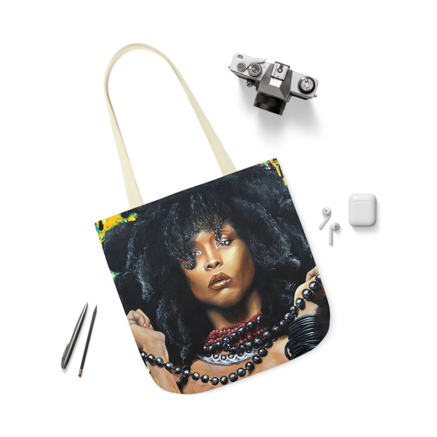 Erykah Badu painted by Lola Buckwald/ OG Tote Bag with 5-Color Straps