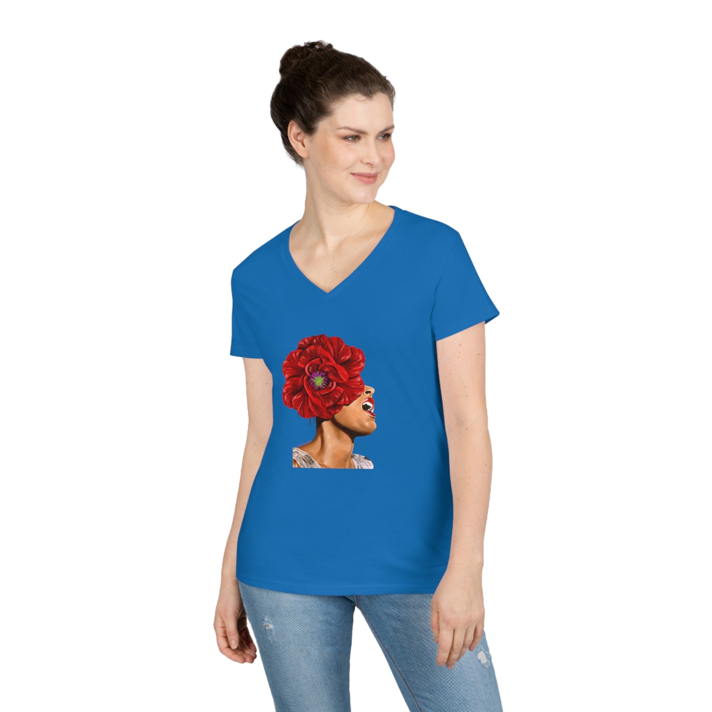 Billie Holiday painted by Lola Buckwald V-Neck OG T-Shirt