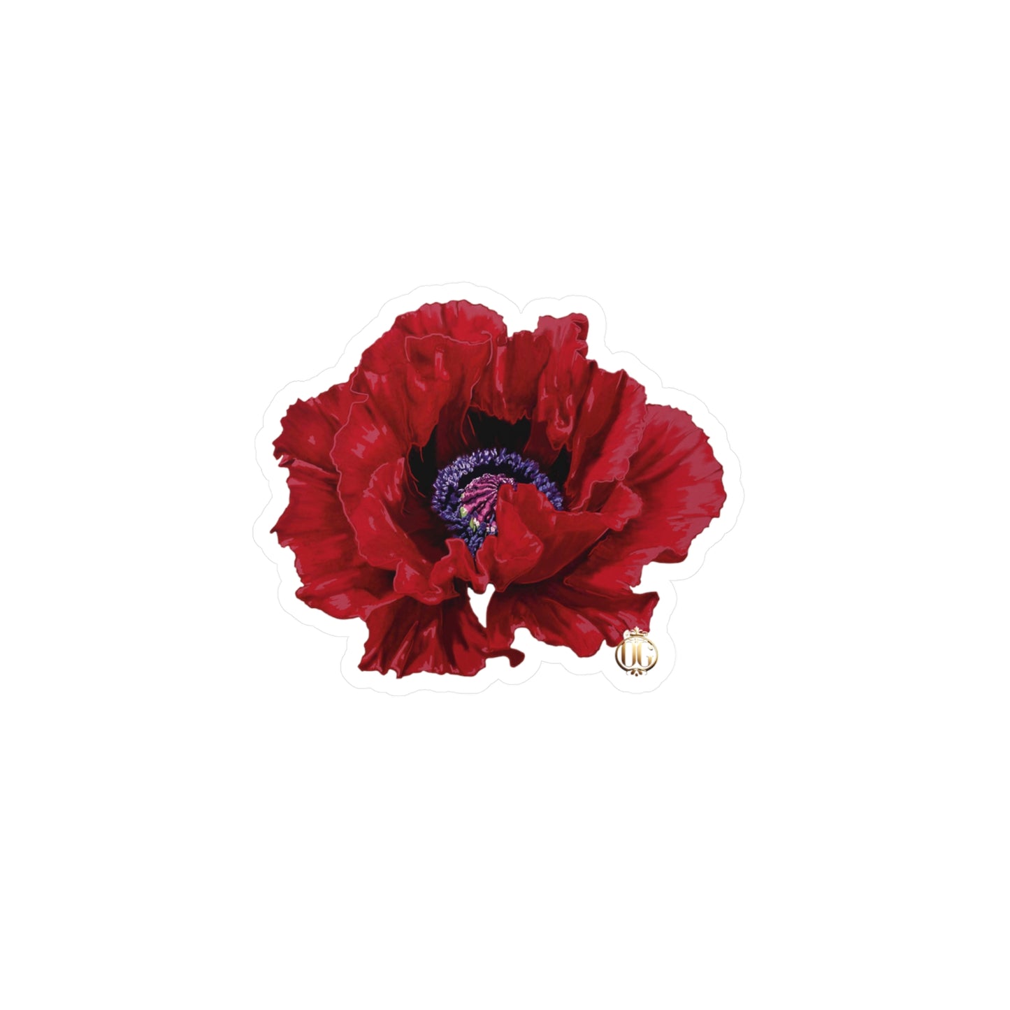 OG Red Poppy drawn by Lola Kiss-Cut Vinyl Sticker