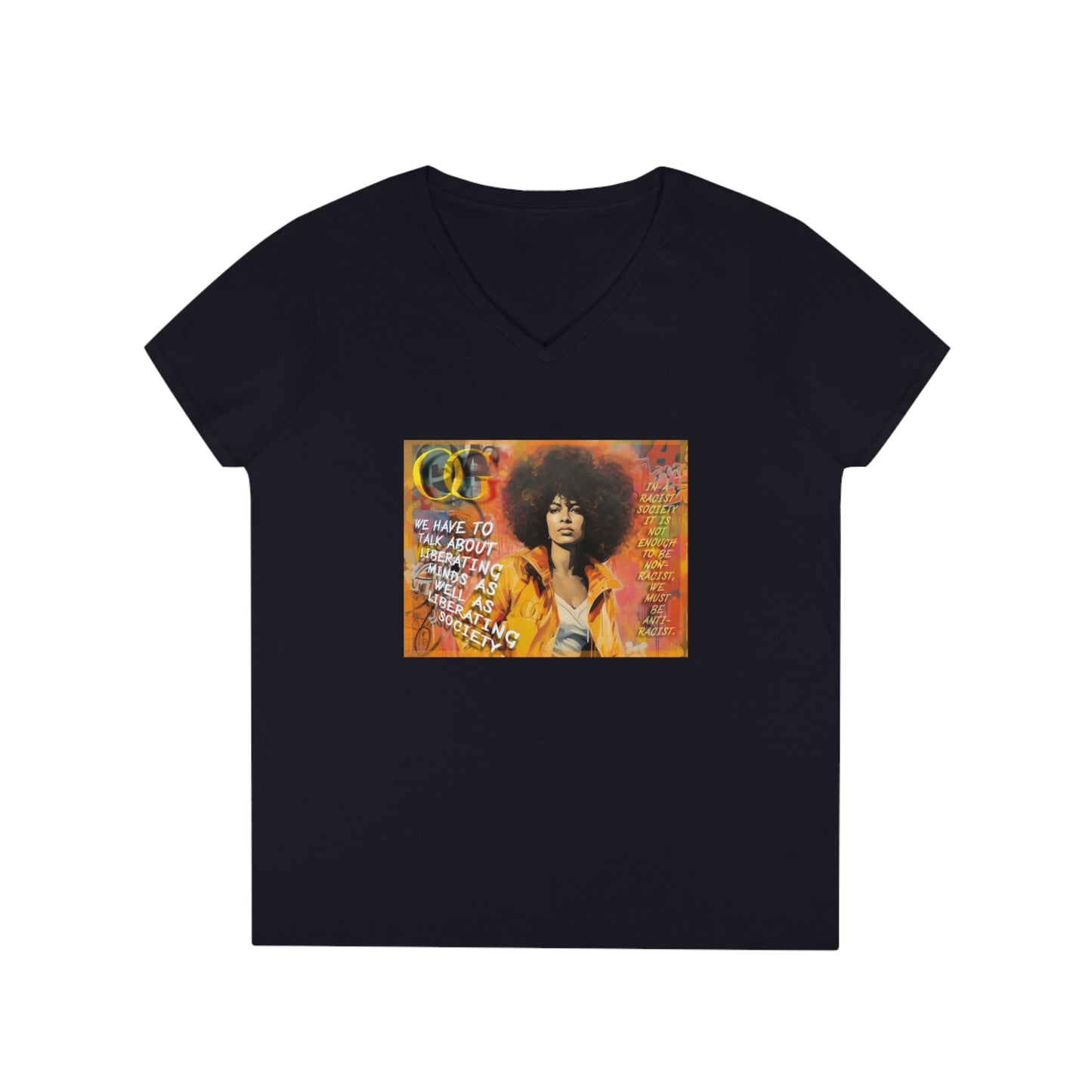Angela Davis inspired graphic V-Neck OG T-Shirt