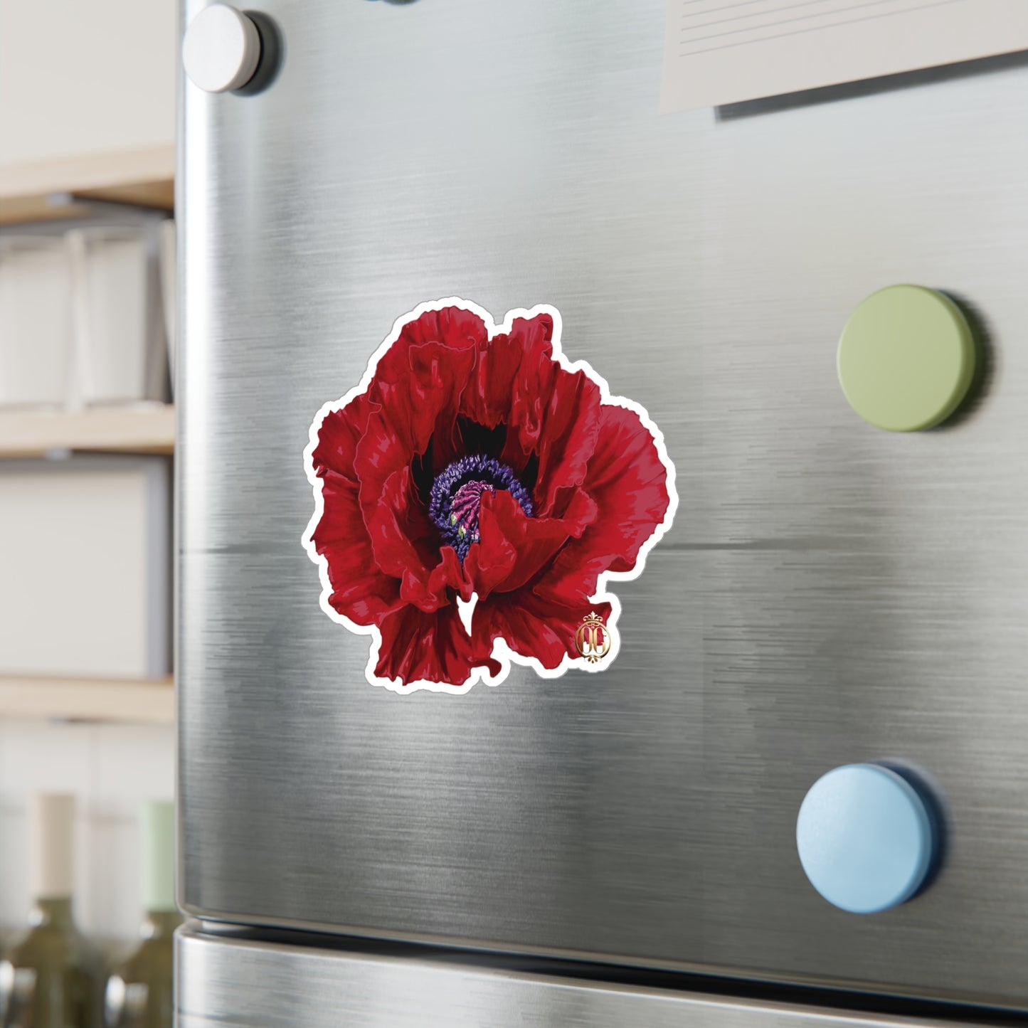 OG Red Poppy drawn by Lola Kiss-Cut Vinyl Sticker