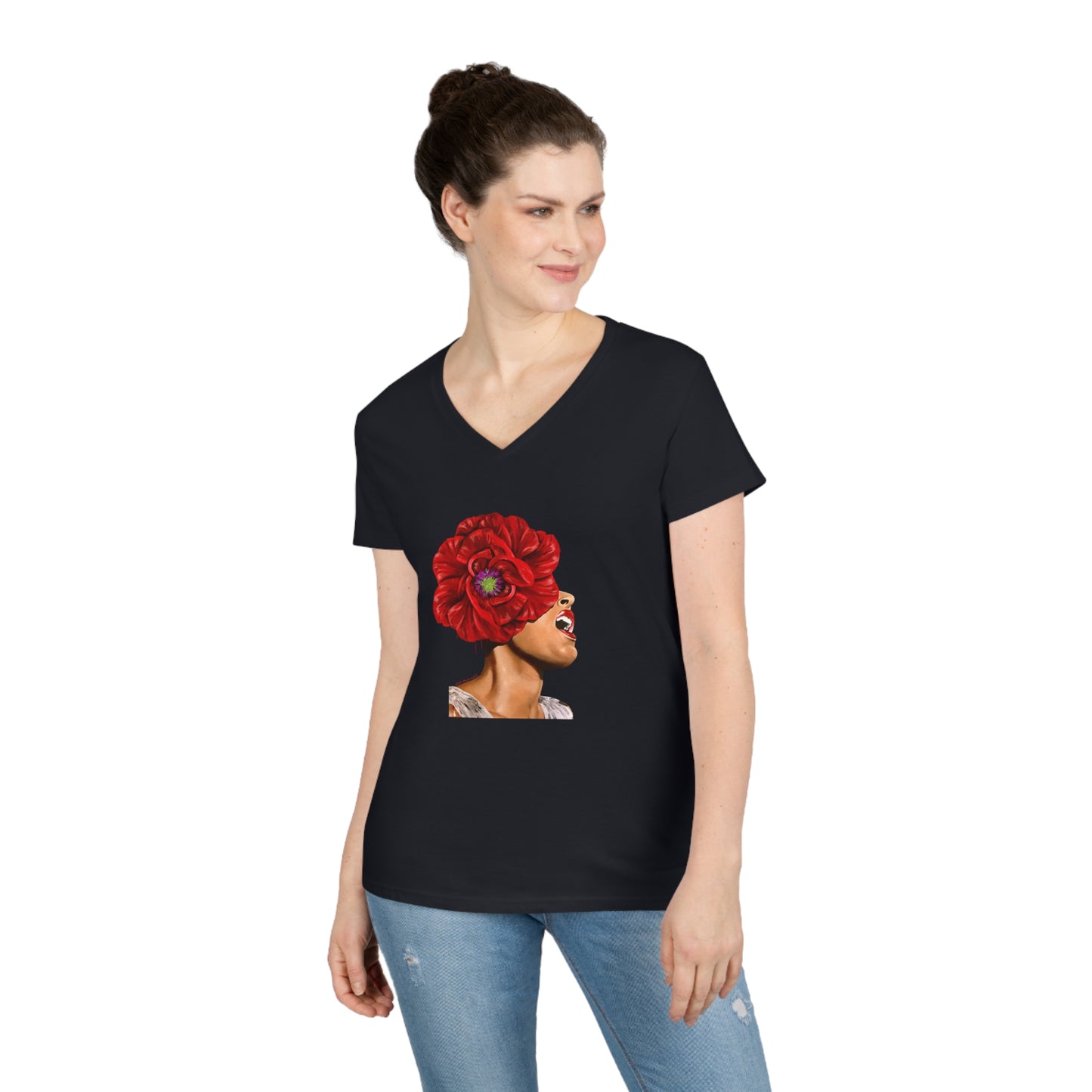 Billie Holiday painted by Lola Buckwald V-Neck OG T-Shirt