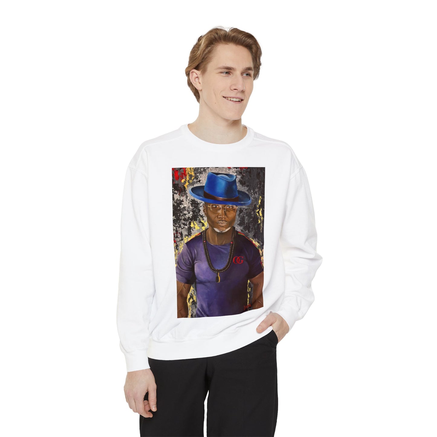 OG painted portrait by Lola Buckwald OG Sweatshirt
