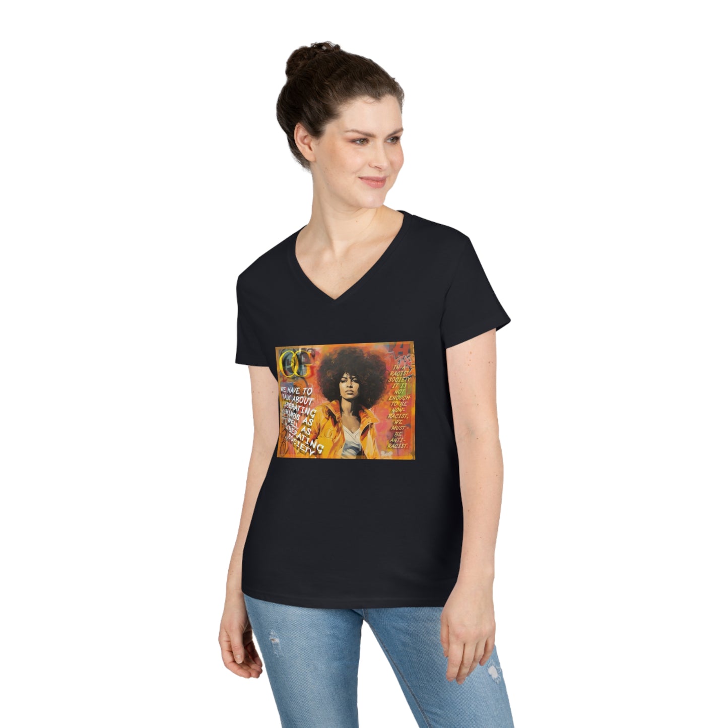 Angela Davis inspired graphic V-Neck OG T-Shirt