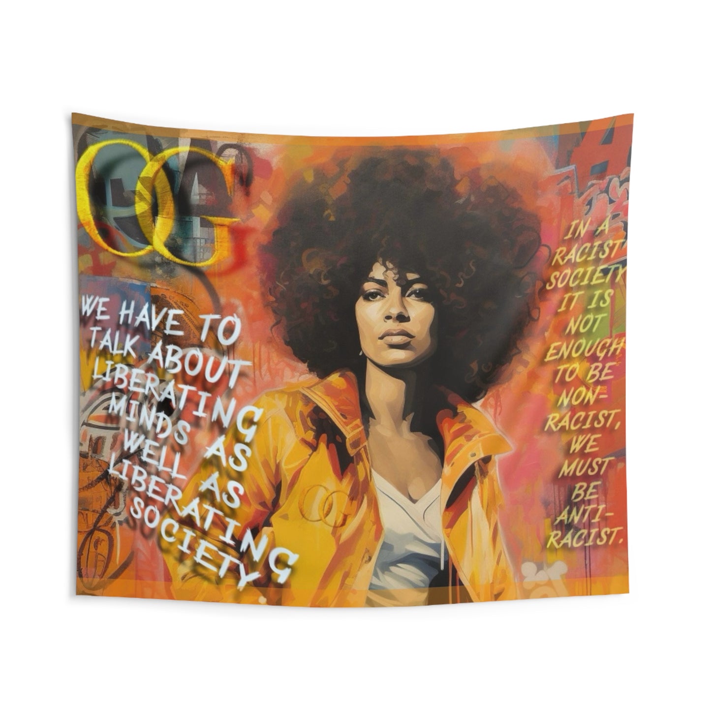 Angela Davis Speaks Truth Indoor Wall OG Tapestries
