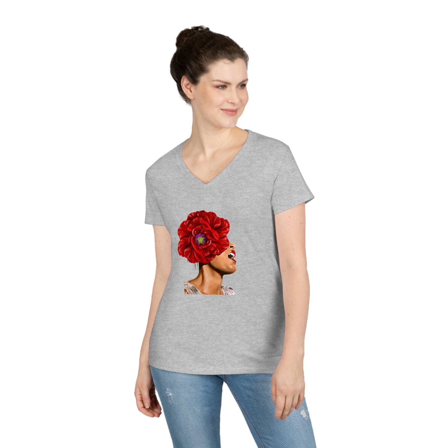 Billie Holiday painted by Lola Buckwald V-Neck OG T-Shirt