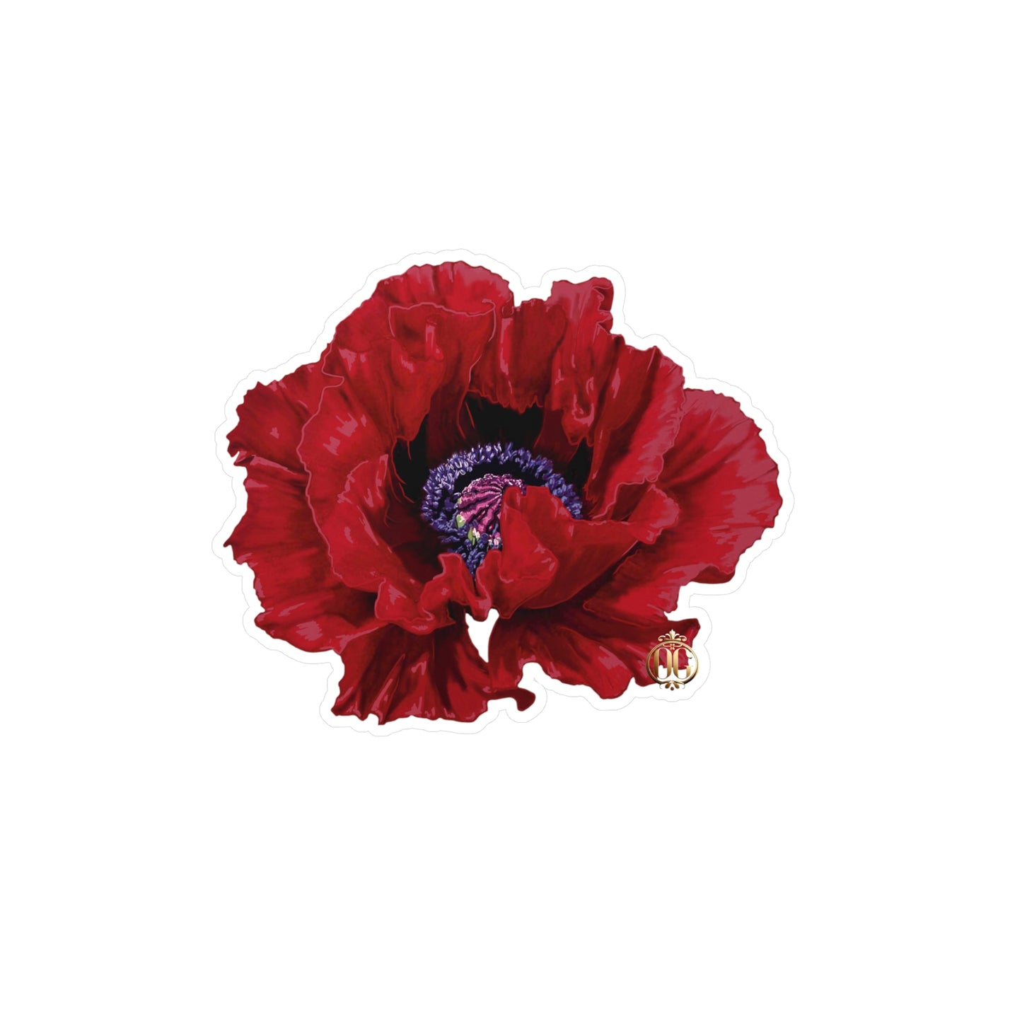 OG Red Poppy drawn by Lola Kiss-Cut Vinyl Sticker