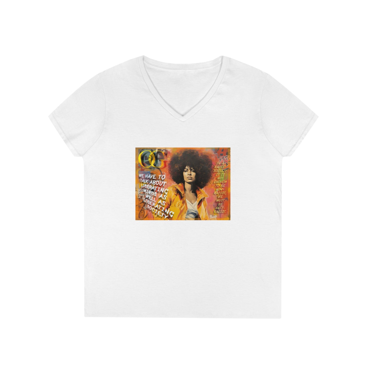 Angela Davis inspired graphic V-Neck OG T-Shirt