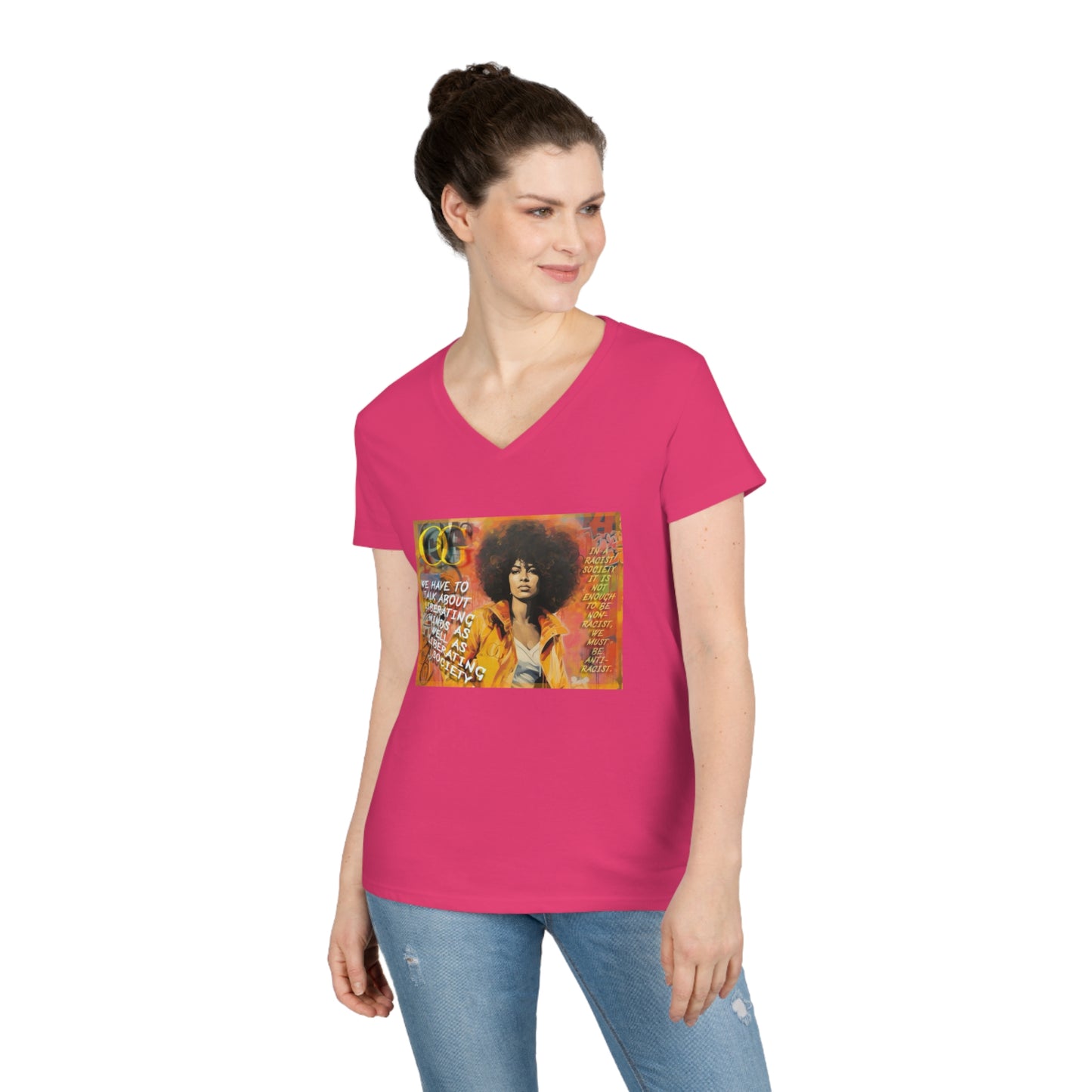 Angela Davis inspired graphic V-Neck OG T-Shirt