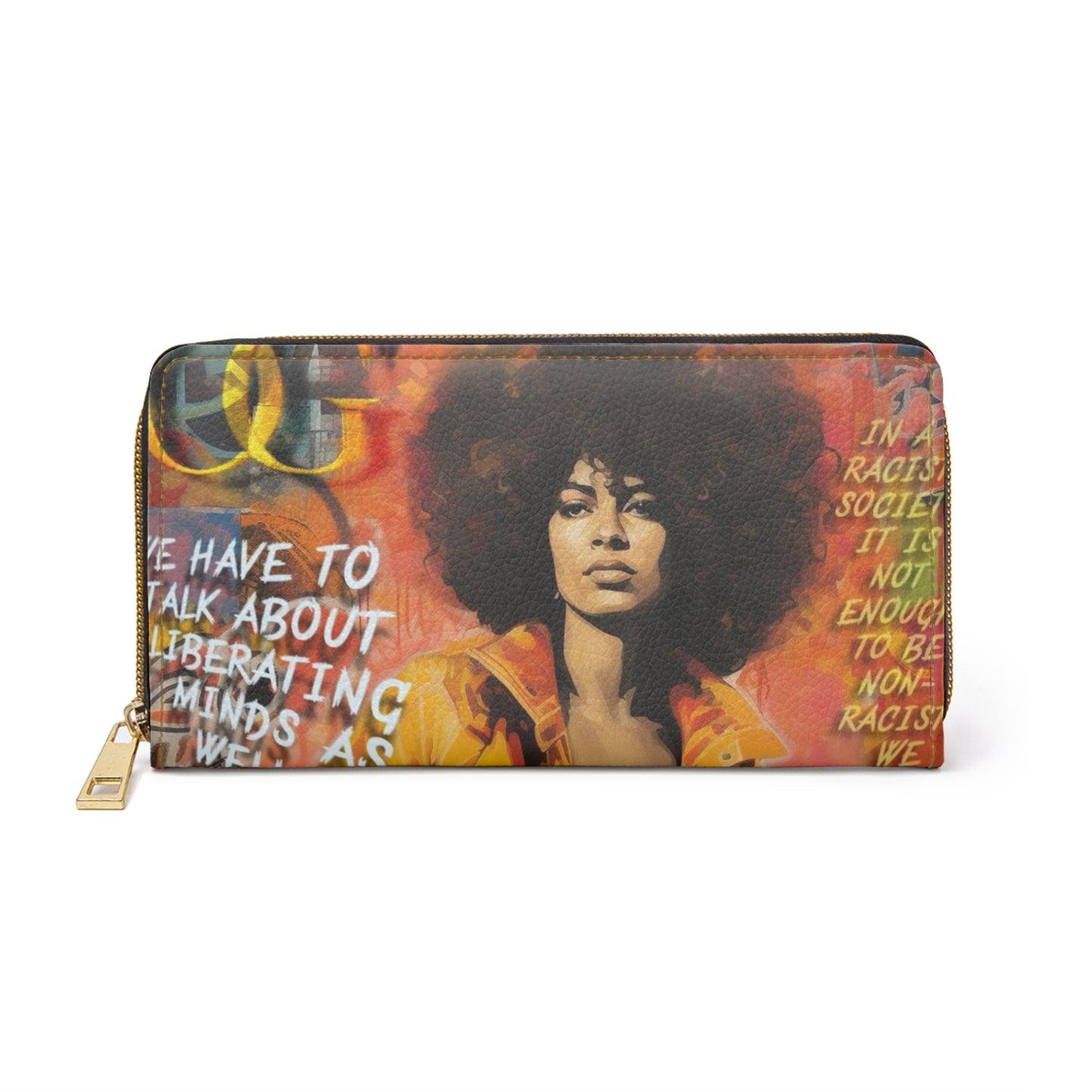 OG Leather Angela Davis inspired Zipper Wallet