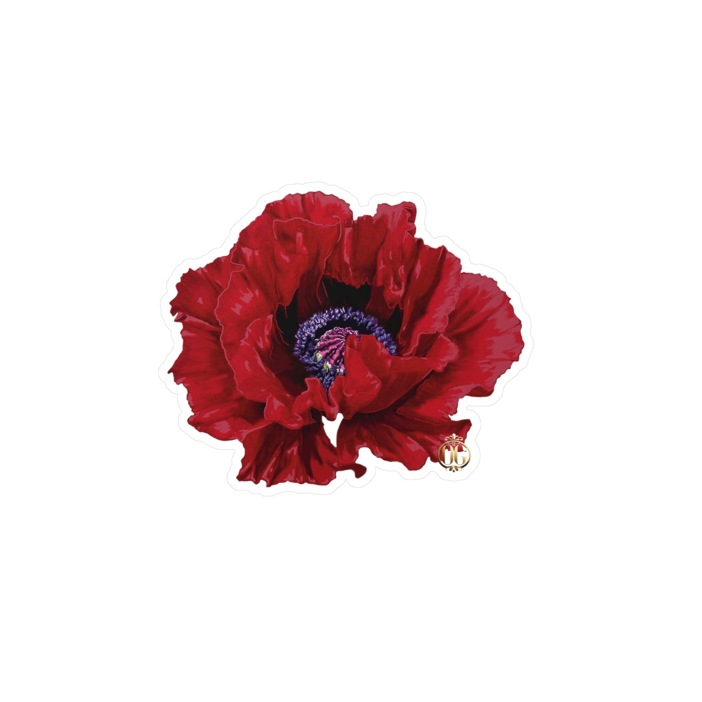 OG Red Poppy drawn by Lola Kiss-Cut Vinyl Sticker