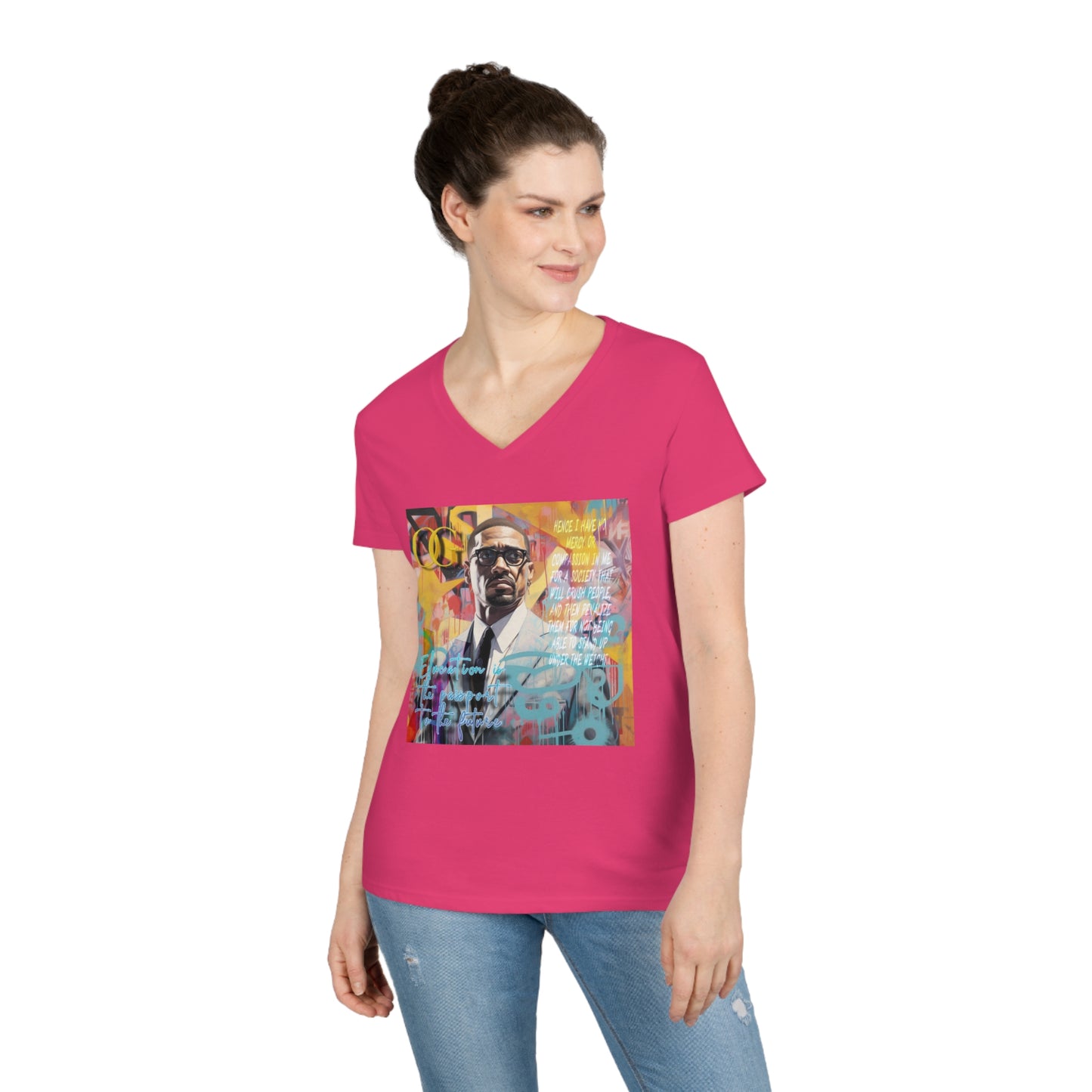 Malcolm X inspired graphic V-Neck OG T-Shirt