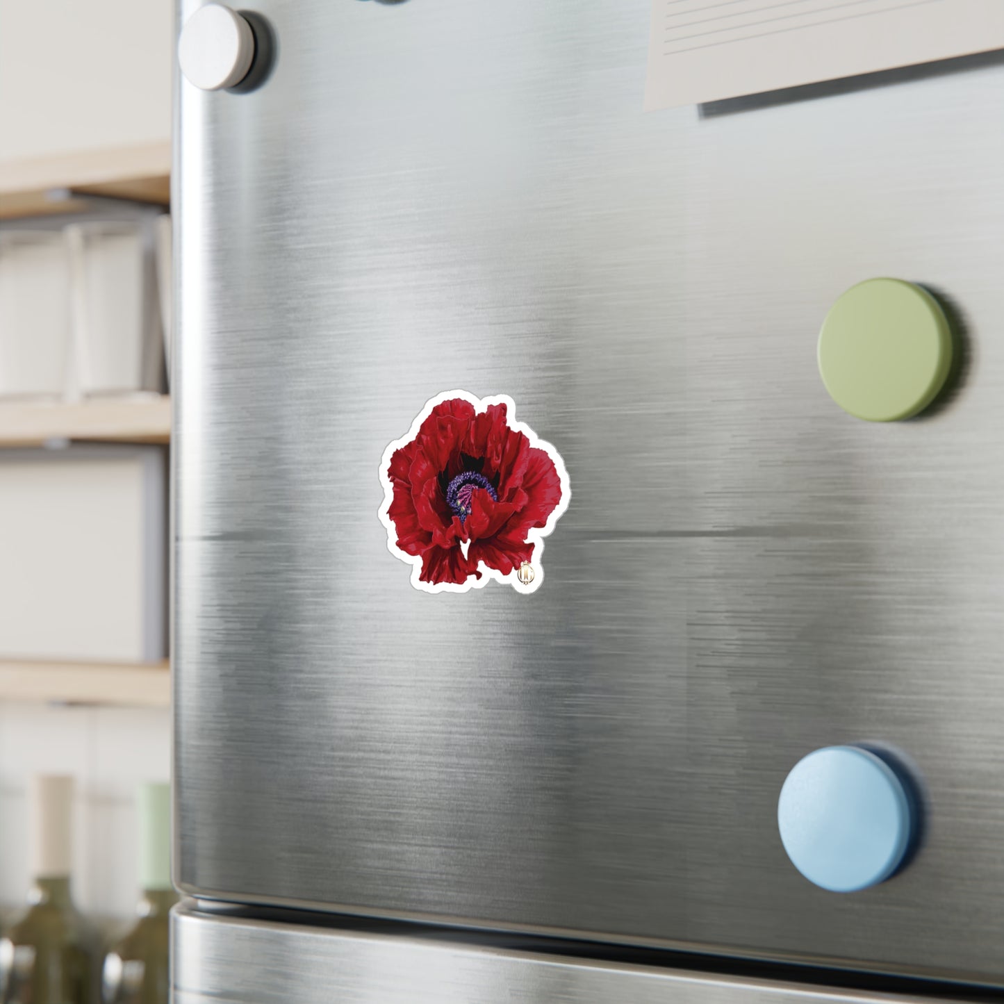 OG Red Poppy drawn by Lola Kiss-Cut Vinyl Sticker