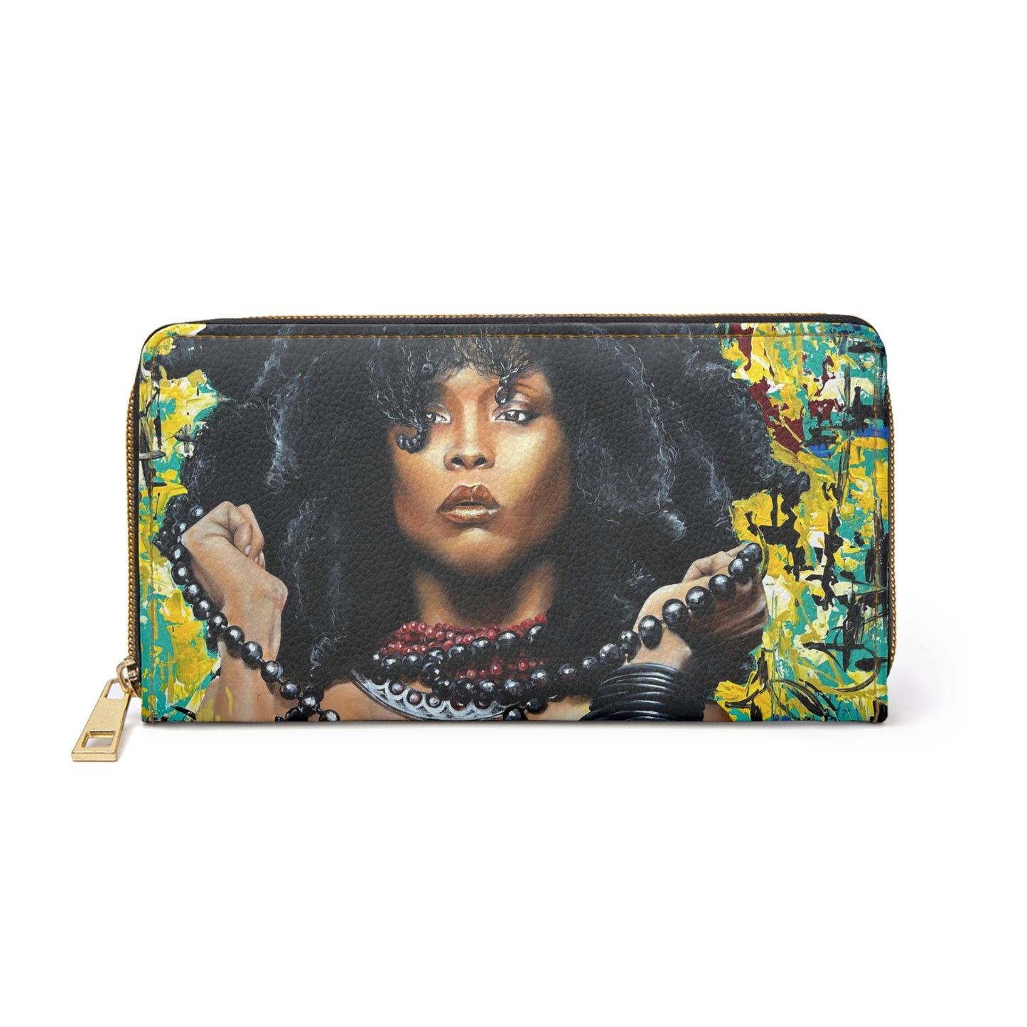 OG Leather wallet featuring print of Erykah Badu painting by Lola Buckwald