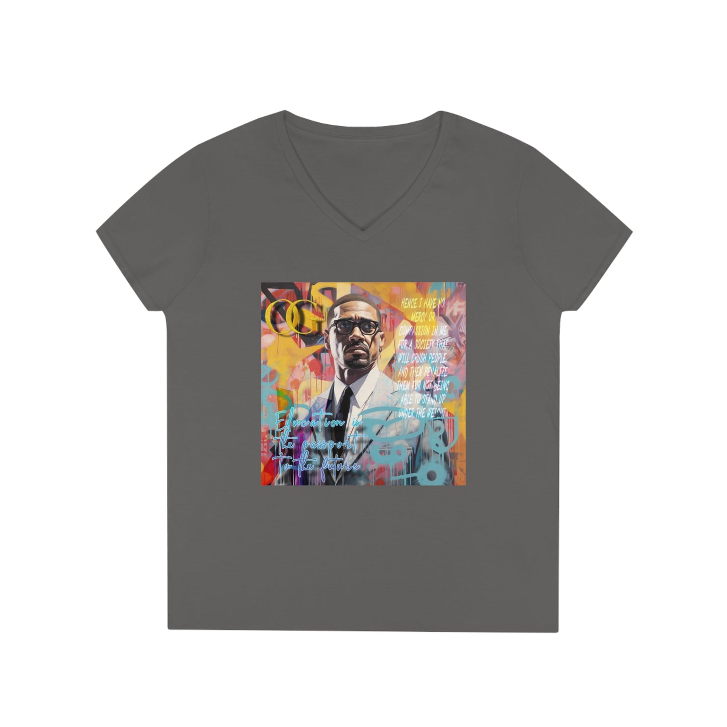 Malcolm X inspired graphic V-Neck OG T-Shirt