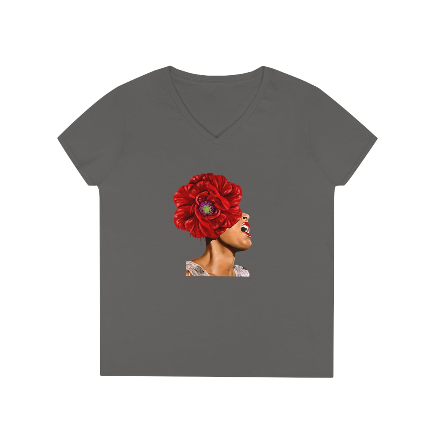 Billie Holiday painted by Lola Buckwald V-Neck OG T-Shirt