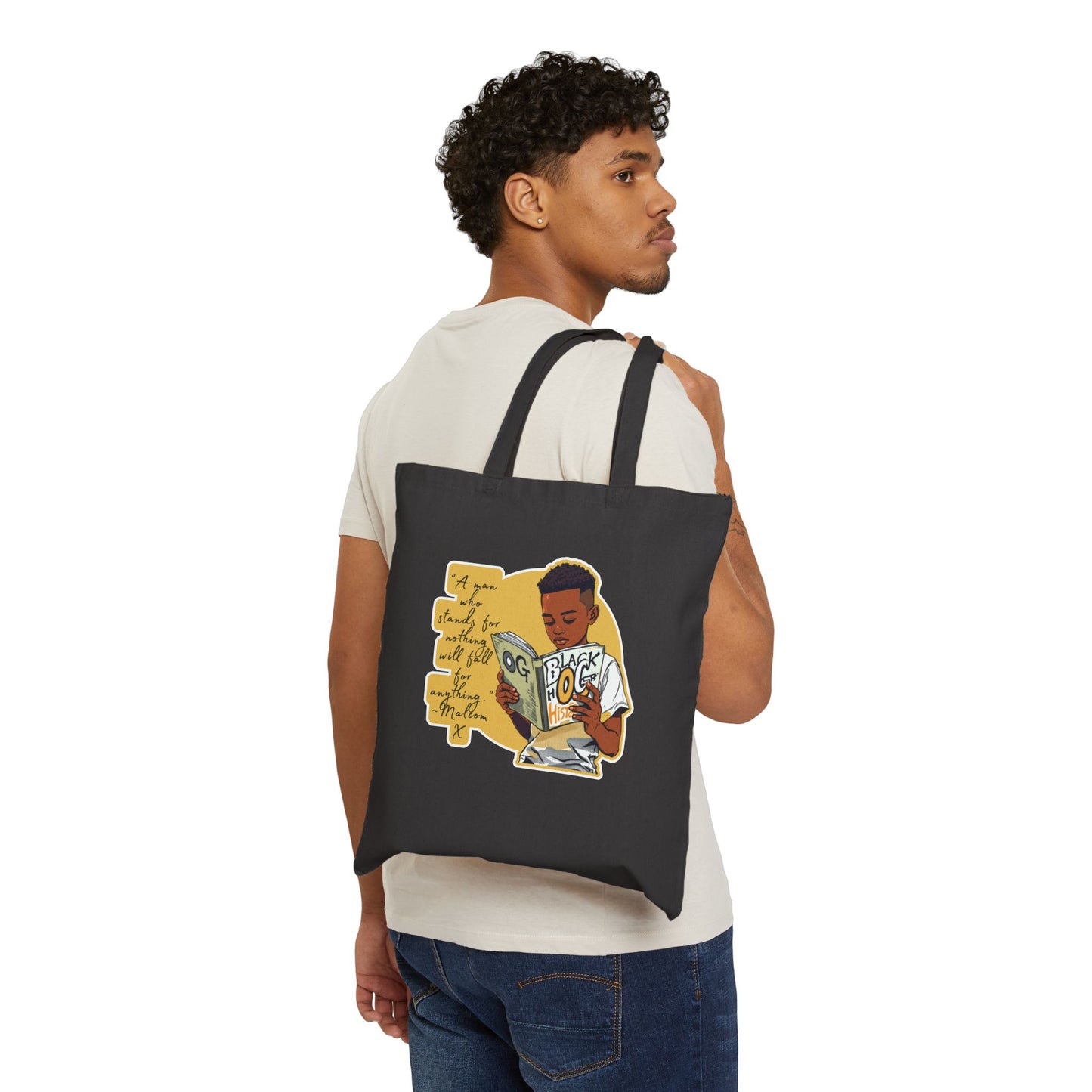 Malcolm X quoted OG tote bag