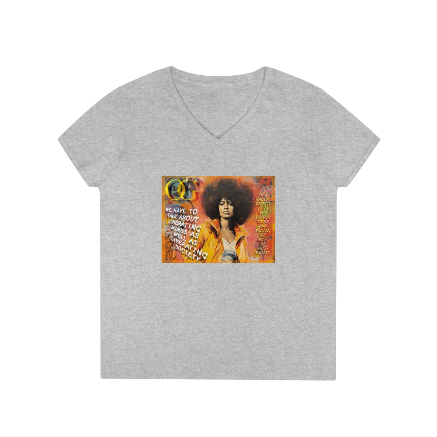 Angela Davis inspired graphic V-Neck OG T-Shirt