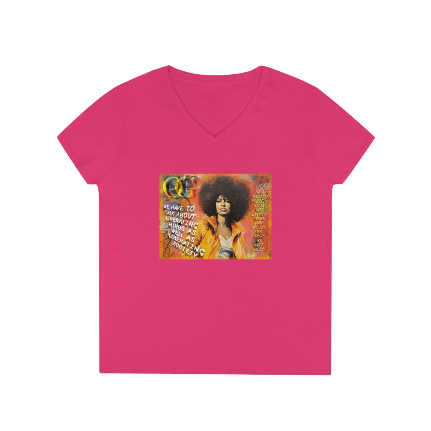 Angela Davis inspired graphic V-Neck OG T-Shirt