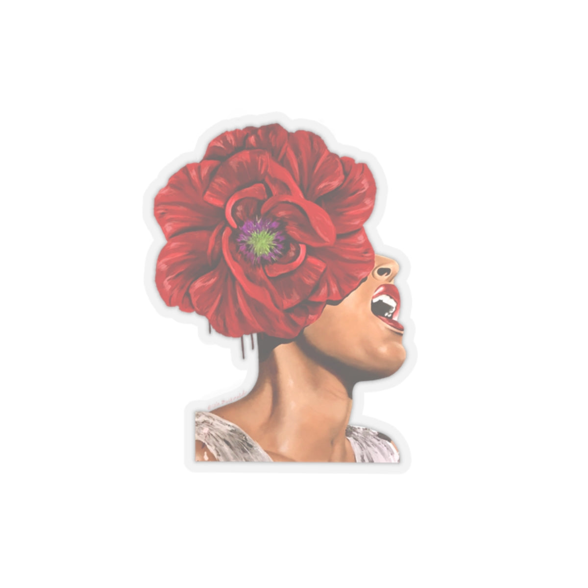 Billie Holiday originally painted by Lola Buckwald Kiss-Cut Stickers