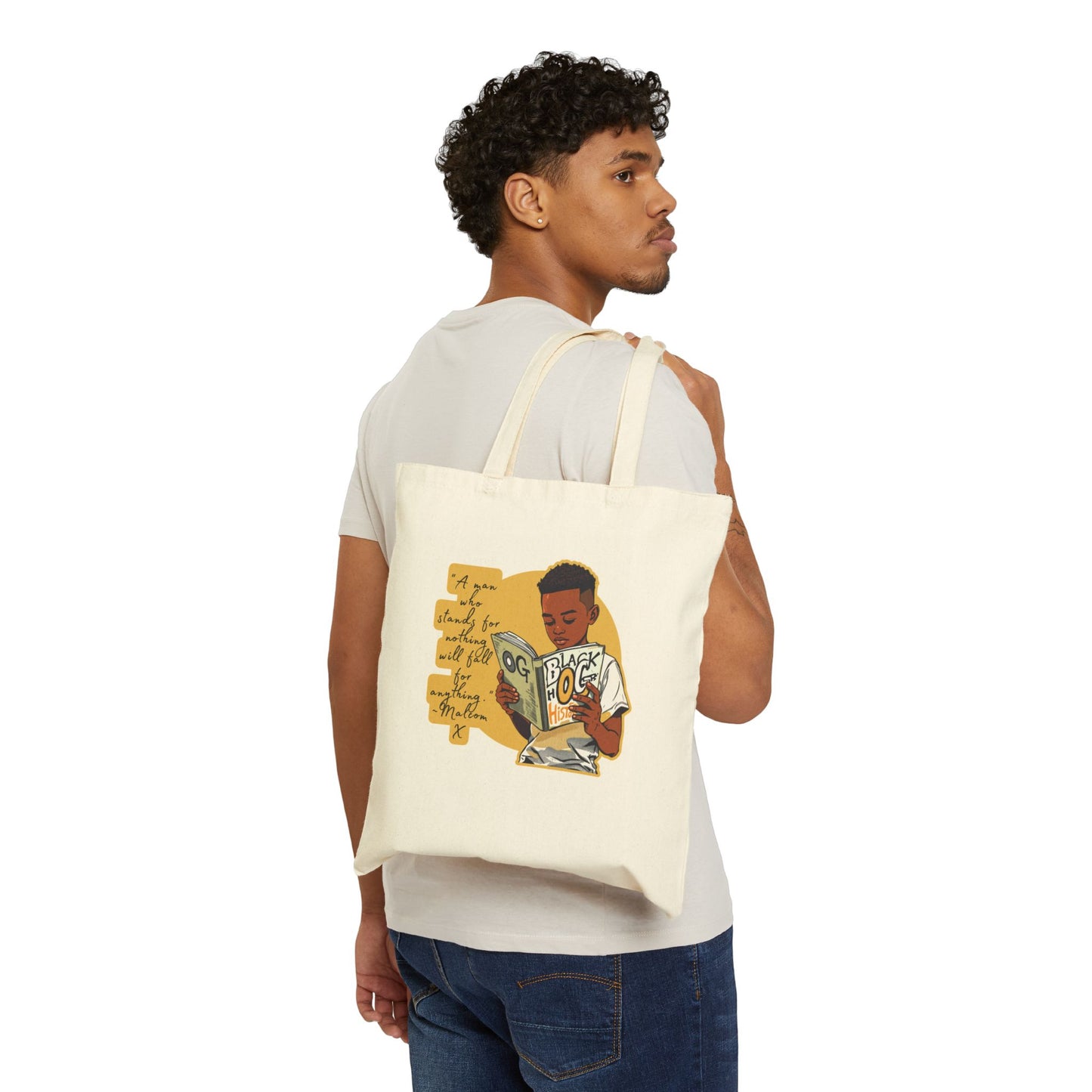 Malcolm X quoted OG tote bag