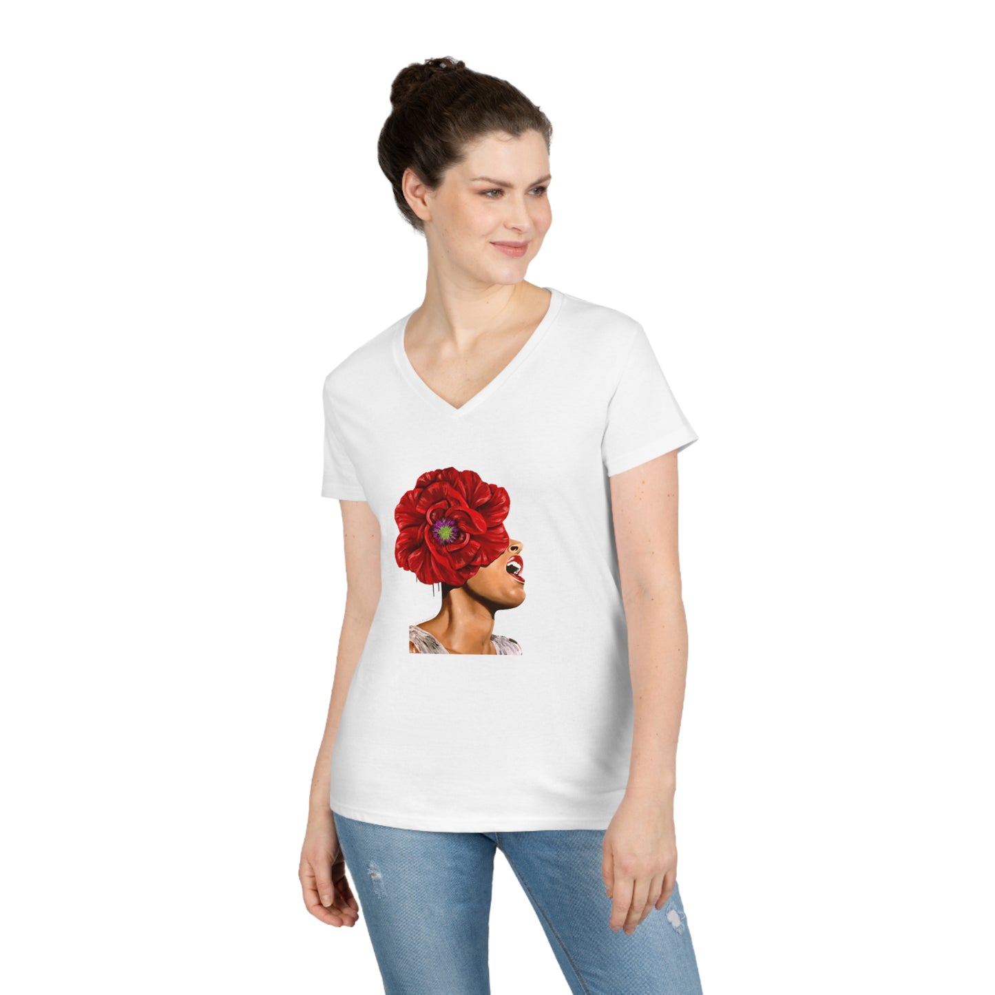Billie Holiday painted by Lola Buckwald V-Neck OG T-Shirt