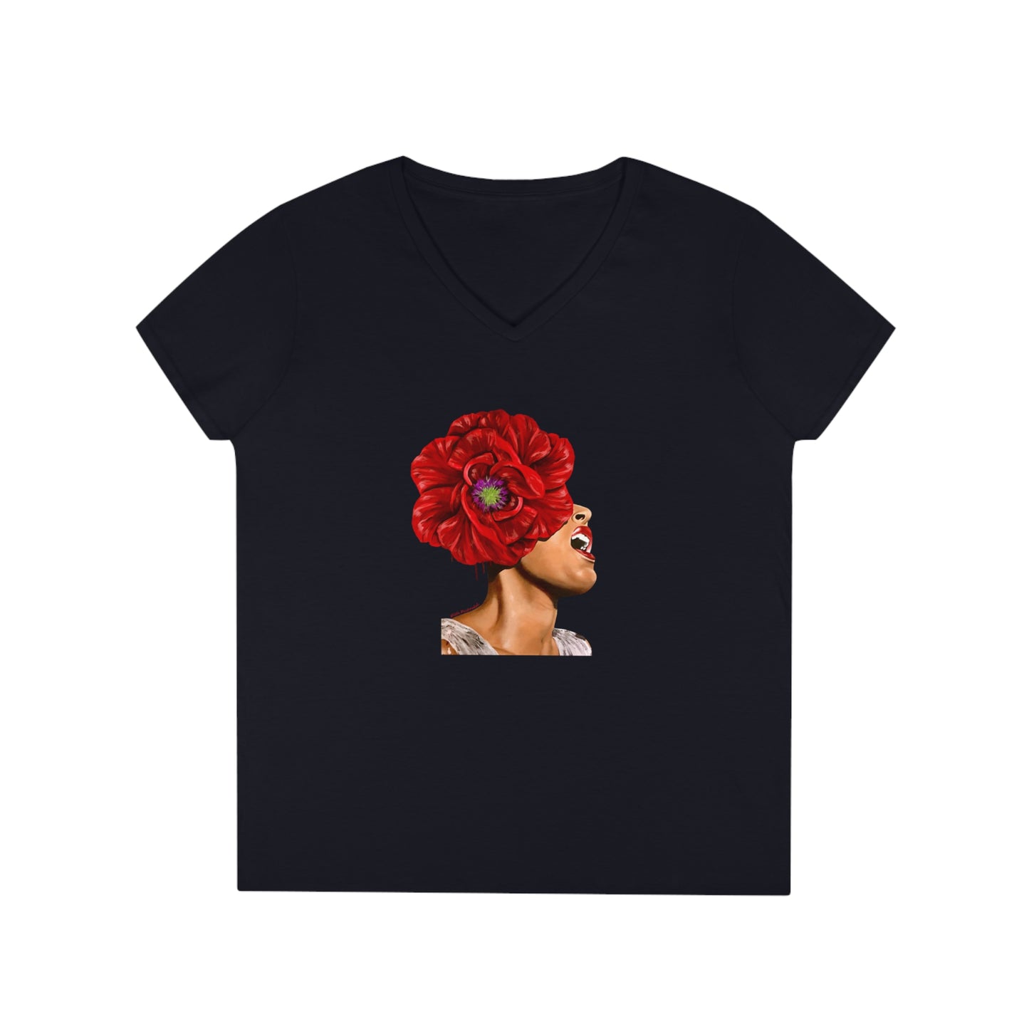 Billie Holiday painted by Lola Buckwald V-Neck OG T-Shirt
