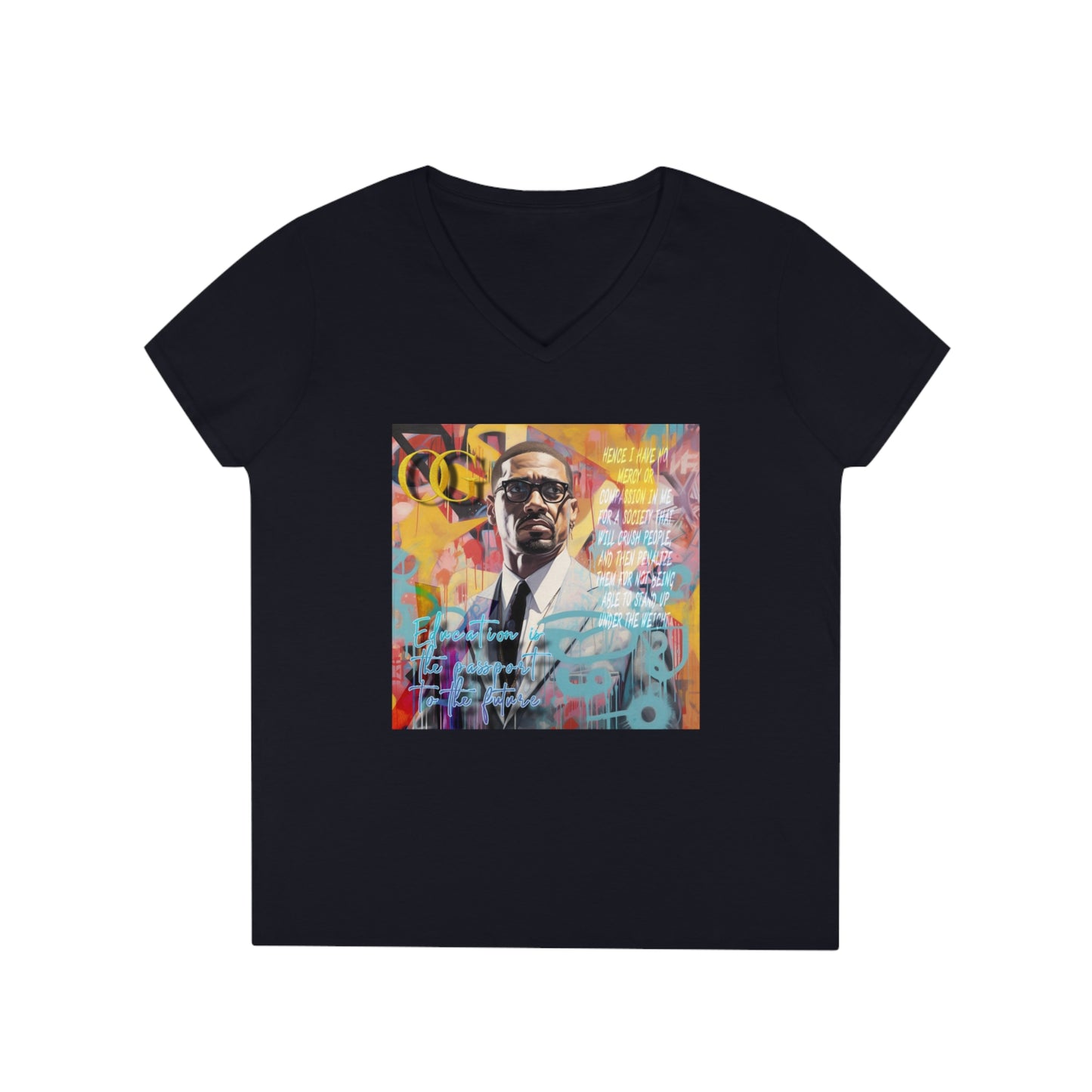Malcolm X inspired graphic V-Neck OG T-Shirt