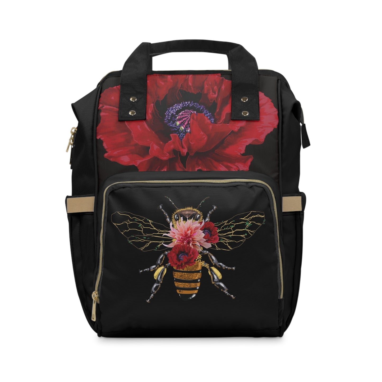 Queen Bee OG Diaper Backpack featuring the hand drawn designs by Lola Buckwald