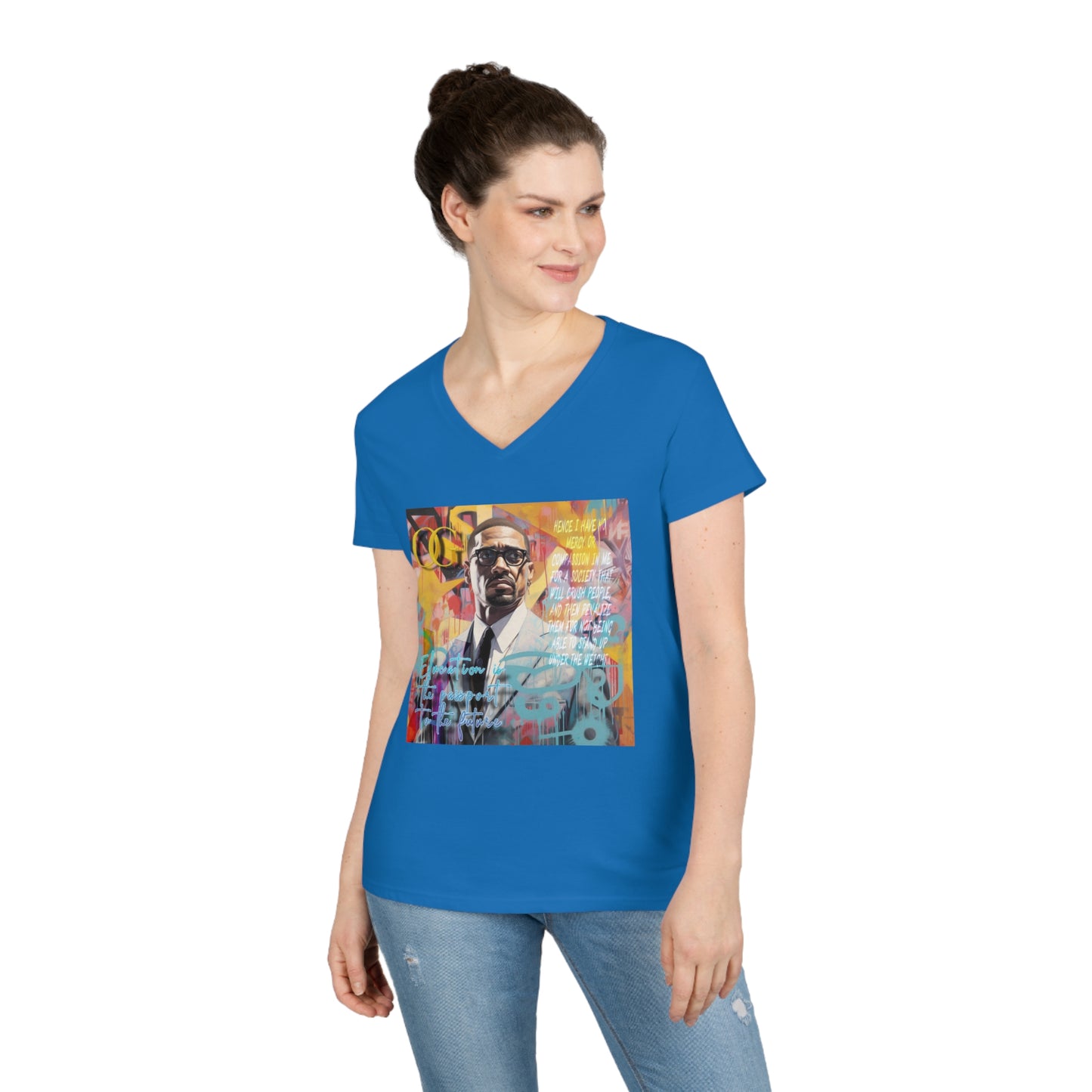 Malcolm X inspired graphic V-Neck OG T-Shirt