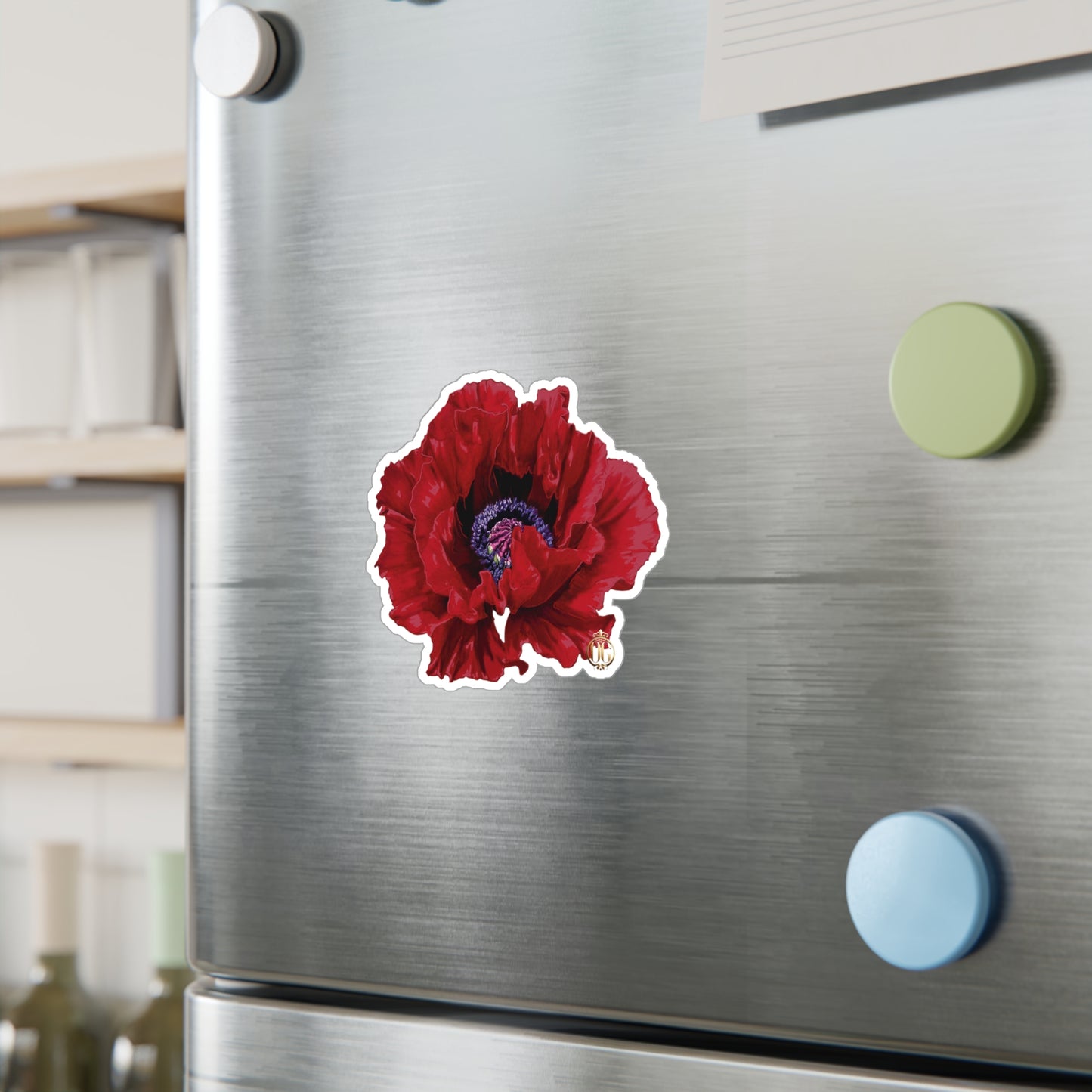 OG Red Poppy drawn by Lola Kiss-Cut Vinyl Sticker
