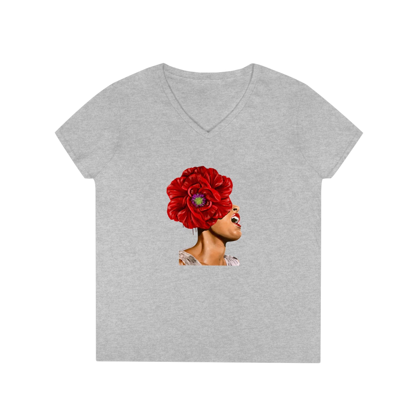 Billie Holiday painted by Lola Buckwald V-Neck OG T-Shirt