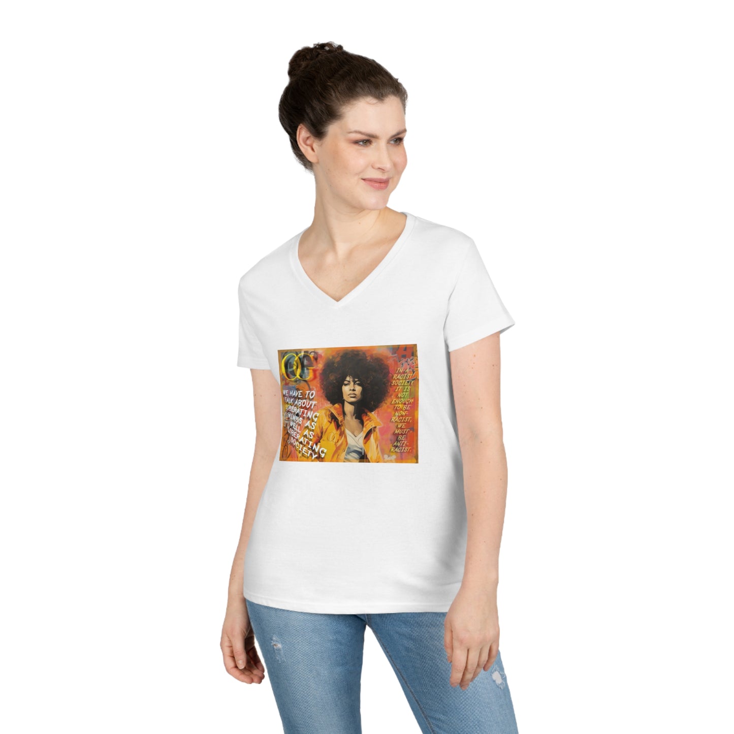 Angela Davis inspired graphic V-Neck OG T-Shirt