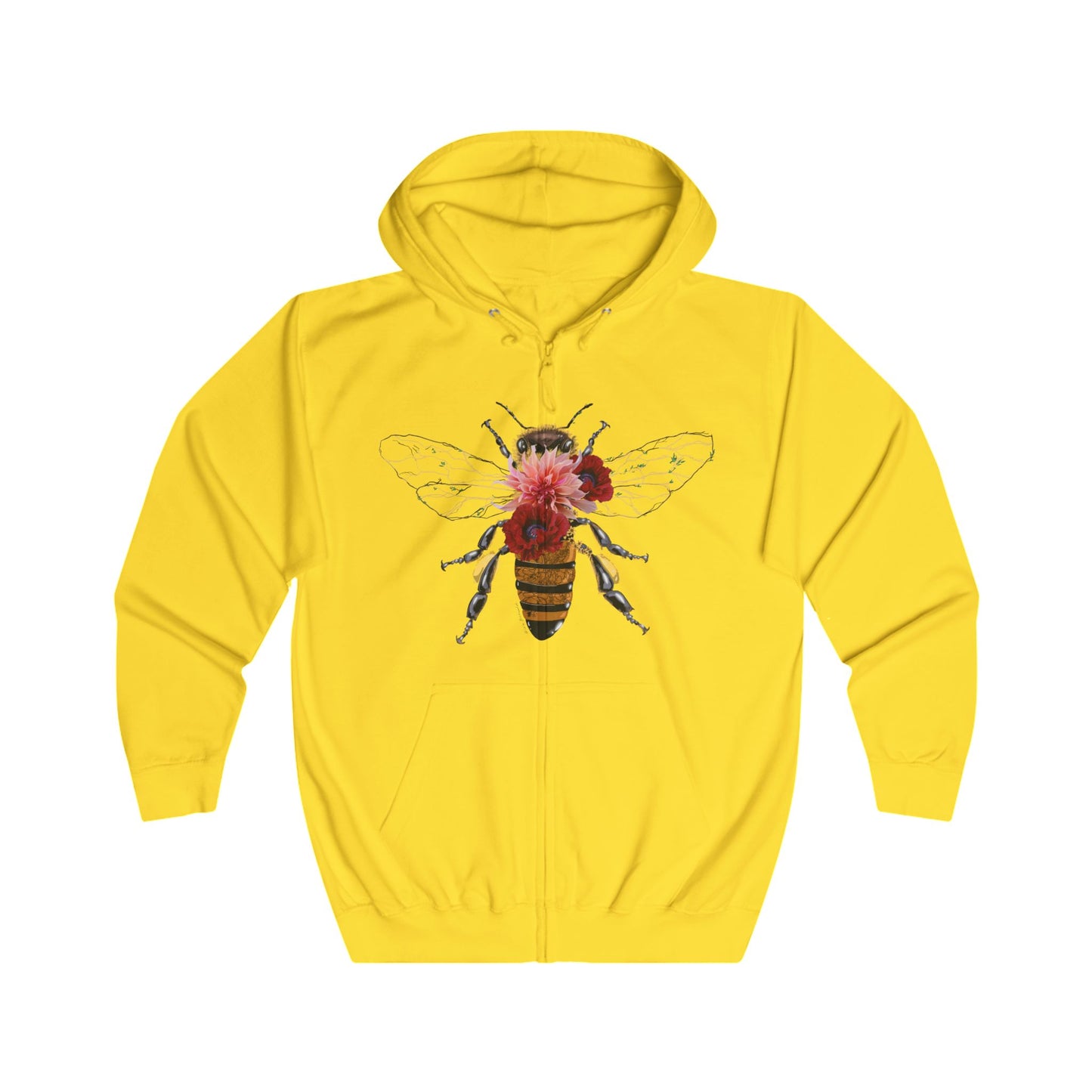 Queen Bee drawing by Lola Buckwald, OG Zip UP Hoodie