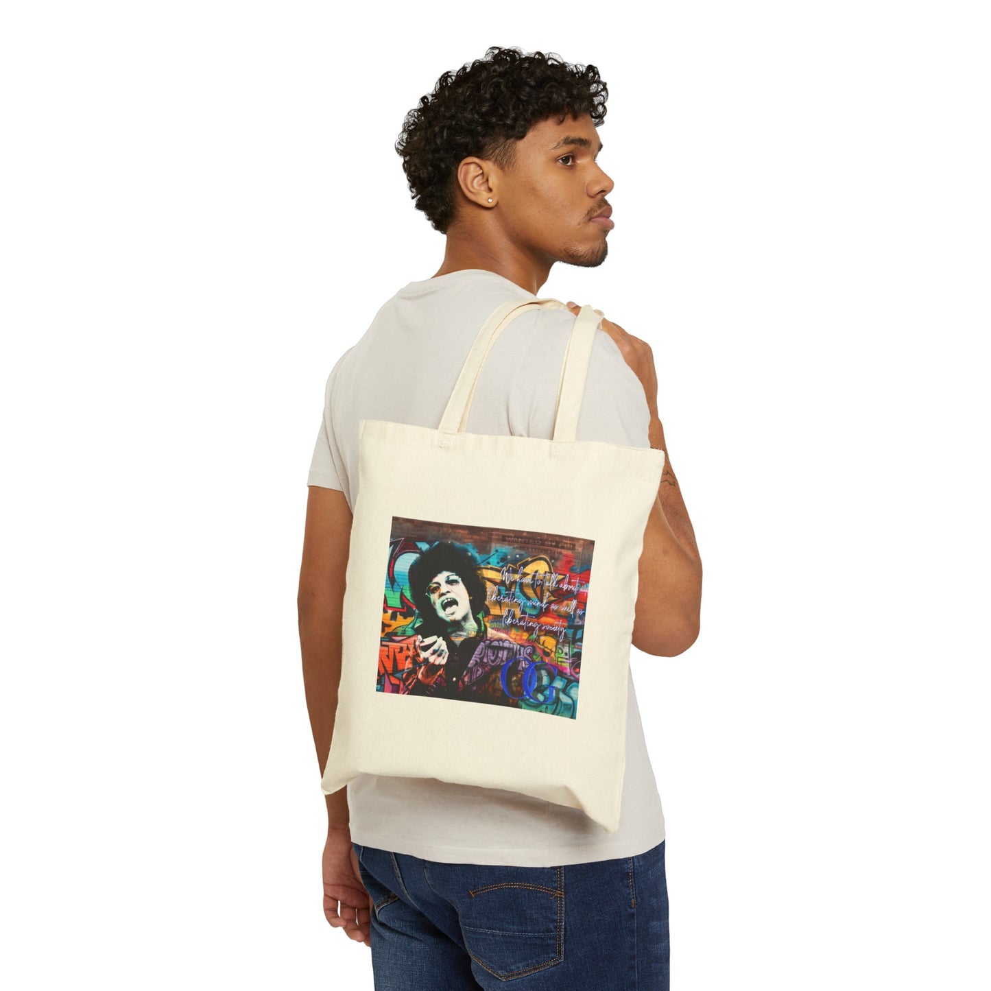 Angela Davis one sided cotton tote