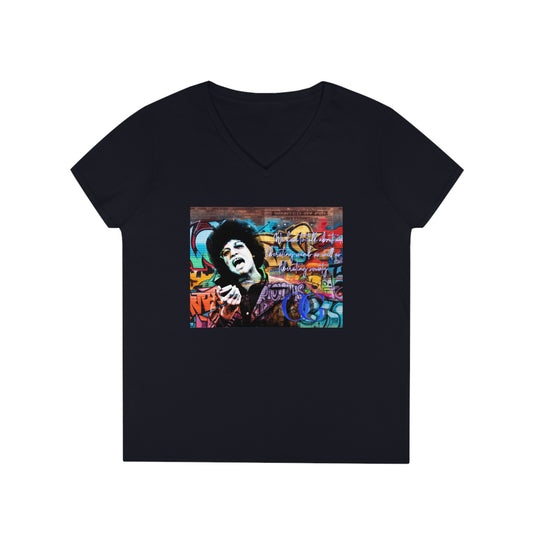 Angela Davis inspired graffiti V-Neck OG T-Shirt
