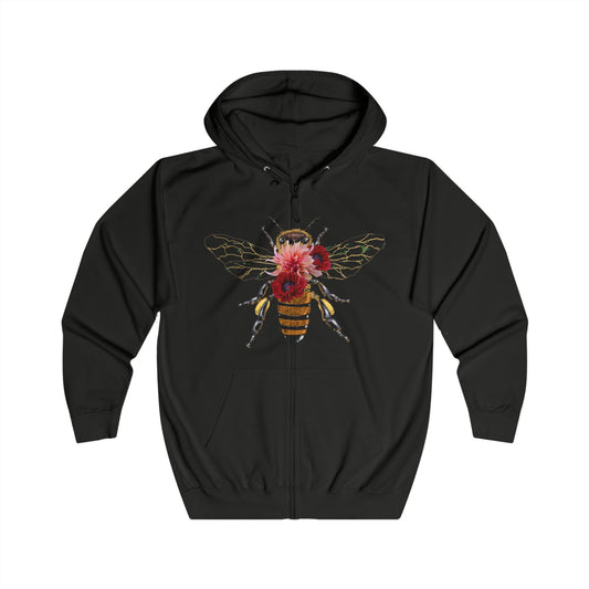 Queen Bee drawing by Lola Buckwald, OG Zip UP Hoodie