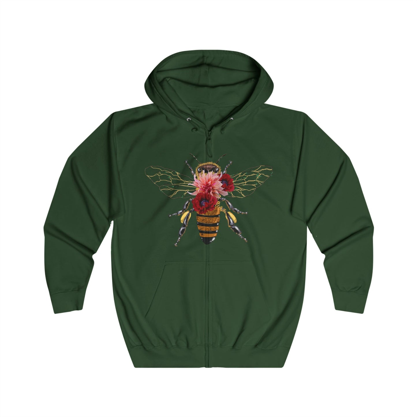 Queen Bee drawing by Lola Buckwald, OG Zip UP Hoodie
