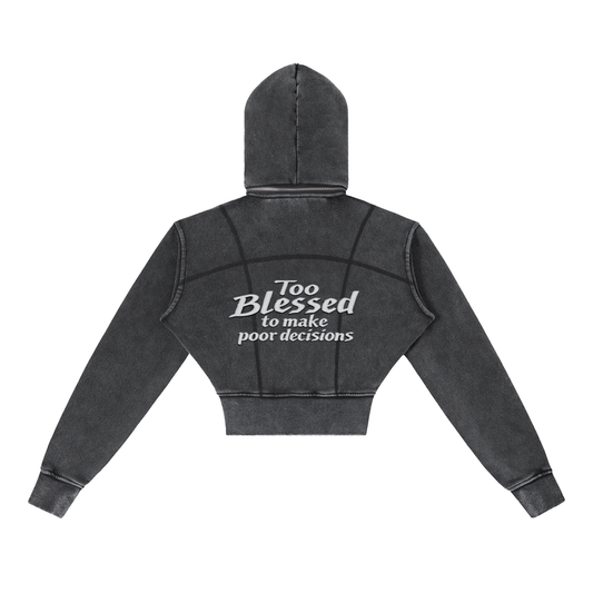 Vintage Washed Cropped Fleece Hoodie