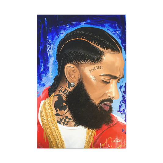 Canvas Gallery Wrap, original painting of Nipsey Hustle by Lola Buckwald