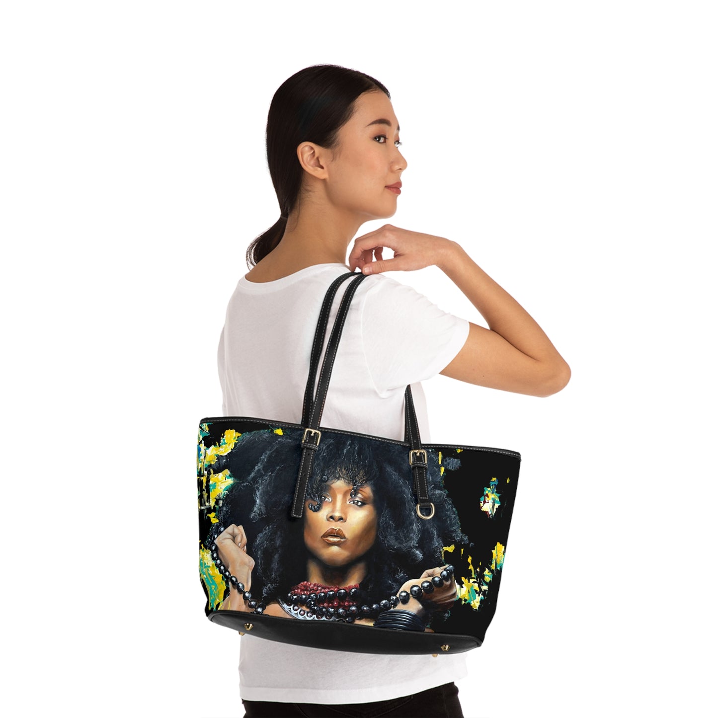 Erykah Badu painted by Lola Buckwald, OG Leather Bag