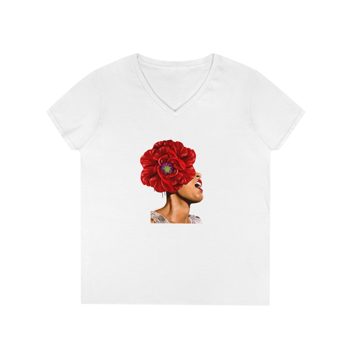 Billie Holiday painted by Lola Buckwald V-Neck OG T-Shirt
